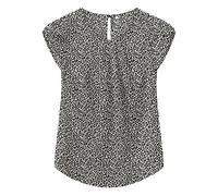 TASAMO Blouse Short Sleeves Round Neck Flattering Floral Prints Button-Down Shirts for Women(X-Large, Leopard White)