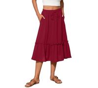 TASAMO Elevate Your Style High-Waisted Flared Bell Skirt - Featuring Adjustable Elastic Waistband and Convenient Pockets