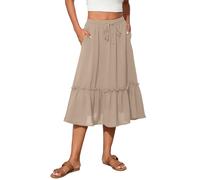 TASAMO Trendy Women's Skirt - Featuring a Flared Design, Elastic Waistband, and Side Pockets for Added Convenience Apricot