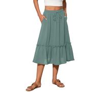 TASAMO Trendy Women's Skirt - Featuring a Flared Design, Elastic Waistband, and Side Pockets for Added Convenience Sage Green