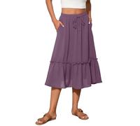 TASAMO Trendy Women's Skirt - Featuring a Flared Design, Elastic Waistband, and Side Pockets for Added Convenience Purple