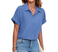 TASAMO Womens Button Casual Business Sleeves: The Summer Staple You Need Light Blue