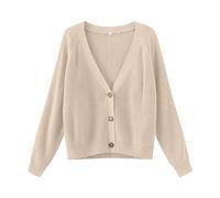 TASAMO Women's Cable Knit Cardigans Open Front Long Sleeve V Neck Button Down Sweater Loose Casual Lightweight Chunky Knitwear Apricot