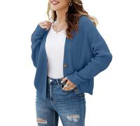 TASAMO Women's Cardigan 2025 Fall V-Neck Cardigan Sweaters with Button Down Detail, Ideal for Layering Blue