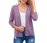 TASAMO Women's Crochet Knit Cardigan Boho-Chic Cropped Sweater Elegant Bolero（X-Large,Lavender Purple）