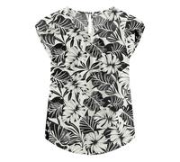TASAMO Womens Tops Loose Round Neck Pleated Cap Sleeves Solid Color Simple Formal Blouse(Medium, FP Black 01)