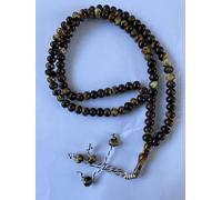 Tasbeeh Large Basic Prayer Misbah Rosary Islamic Beads Counter Spiritual Marble Effect 99 Beads 20 Colours (Brown/Yellow)