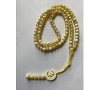 Tasbeeh Regular Basic Moon/Star Prayer Misbah Rosary Islamic Beads Counter Spiritual Marble Effect 99/100 Beads in 18 Colours (Yellow Marble)