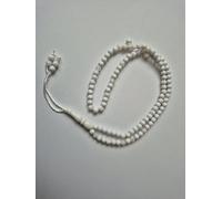 Tasbeeh Regular Basic X-Small Prayer Misbah Rosary Islamic Beads Counter Spiritual Marble Effect 99/100 Beads in 9 Colours (White)