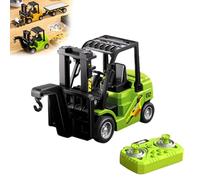 TASBER 1/64 RC Forklift Toy, 2-in-1 Transformable Lift Fork & Hook, Lights & Sounds, Flatbed Tow Truck, Mini RC Construction Vehicle for Kids 4+, Birthday (Green)