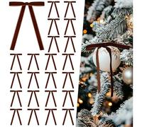 TASBER 24 Pcs Velvet Bows for Christmas Tree, Christmas Tree Bows Ornaments, Rustic Bows for Door Garland Wreath Gift Party Decoration (Black Coffee)