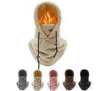 TASBER 3 in 1 Thermal Balaclava Winter Hat Ski Mask, Adjustable Windproof Balaclava Scarf for Women and Men, Winter Fleece Hat Hood with Neck Warmer Snood for Men Women (Khaki)