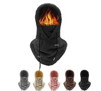 TASBER 3 in 1 Thermal Balaclava Winter Hat Ski Mask, Adjustable Windproof Balaclava Scarf for Women and Men, Winter Fleece Hat Hood with Neck Warmer Snood for Men Women (Black)