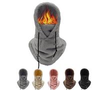 TASBER 3 in 1 Thermal Balaclava Winter Hat Ski Mask, Adjustable Windproof Balaclava Scarf for Women and Men, Winter Fleece Hat Hood with Neck Warmer Snood for Men Women (Grey)