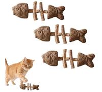 TASBER 3PCS Creative Fish Bone Cat Toy, Interactive Wooden Chew Teether Toy, Fish Bone Shape Cat Teething for Multi-Cat Homes, Fish Bone Cat Toys for Cats Reduce Boredom Health (Valerian flavour)