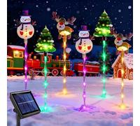 TASBER 6 Pack of Moving Christmas Lights, 2026 New LED Waterproof Solar Christmas Lights with Santa, Snowman, Elk for Porches, Yard, Garden, Pathway Decor (Style C)