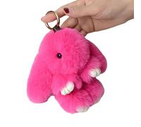 TASBER Bunny Lulu Keychain, Soft Plush Pendant, Cute Rabbit Key Ring Charm, Soft Cute Bunny Keychain Artificial Rabbit Handmade Soft Bunny Pompom Charms (Rose Red)