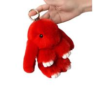 TASBER Bunny Lulu Keychain, Soft Plush Pendant, Cute Rabbit Key Ring Charm, Soft Cute Bunny Keychain Artificial Rabbit Handmade Soft Bunny Pompom Charms (Red)