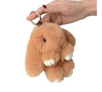 TASBER Bunny Lulu Keychain, Soft Plush Pendant, Cute Rabbit Key Ring Charm, Soft Cute Bunny Keychain Artificial Rabbit Handmade Soft Bunny Pompom Charms (Camel)