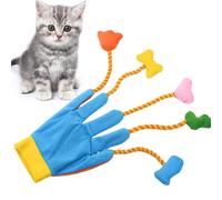 TASBER Cat Teaser Gloves, Interactive Cat Toy with 5 Finger Teaser & Bells, Plush Pet Play Mitt for Indoor Cats & Kittens, Engaging Exercise Toy for Hunting & Play (2PCS)