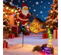 TASBER Christmas Santa Solar Kettle Lights Garden Lawn Decorative Lights, Santa Kettle Ground Lamp Solar LED Night Light, for Outdoor Patio Path Walkway Decoration, Unique Xmas Gifts (Seven Colors)