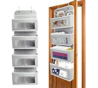 TASBER Door Storage Organizer, Hanging Wardrobe Storage, Behind The Door Hanging Organiser, Hanging Wardrobe Organiser for Pantry, Baby Nursery, Bathroom, Bedroom, Closet, Wardrobe (Four Layers)
