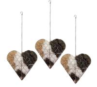 TASBER Handmade Fiber Bird Nesting Heart, Birds Nests Material Holder, Refillable Heart Shape Bird Nesting and Nest Materials, Dual-Season Outdoor View House for Garden, Yard & Bird Lover (3pcs)