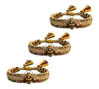 TASBER Handmade Honey Bee Woven Bracelet, Honey Bee Adjustable Bangle Bracelet, Bee Bracelet with Blessings and Hope, Bee Jewellery Gift for Mum, Sister, Friends, Inspirational Nature Bracelet (3PCS)