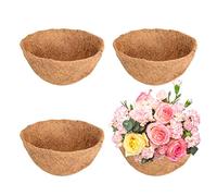 TASBER Hanging Basket Liner, Natural Coco Fiber Liners for Round and Trough Hanging Baskets, Round Coconut Fiber Replacement Liners for Flowers, Indoor Outdoor Garden Balcony (3pcs, 18 Inch)