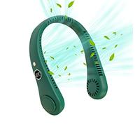 TASBER Portable Neck Fan, Neck Fans Rechargeable, 5 Speed Hanging Bladeless Fan, 360° LED Digital Display Portable Neck Fan, Mini Fan for Outdoor Travel Office Sport (Green)