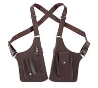 TASBER Premium Faux Leather Unisex Underarm Bag, Anti-Theft Double Straps Multi, Multi-Pocket Shoulder Bag for Camping Hiking Daily Commute (Brown)