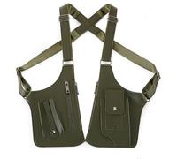 TASBER Premium Faux Leather Unisex Underarm Bag, Anti-Theft Double Straps Multi, Multi-Pocket Shoulder Bag for Camping Hiking Daily Commute (Army Green)