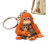 TASBER Protect Punch The Monkey Keychain, 3D Printing Cute Gorilla & Orangutan Toy Keychain, Large Orangutan Plush Keychain Pendant, Orangutan Pendant for Bags, Backpacks, Car Keys (1pc)