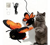 TASBER Rechargeable Butterfly Cat Toy, Smart Sensing Flapping Butterfly Toy for Cats, Rechargeable Flapping Butterfly Toy, Automatic Cat Enrichment Toy for Kittens Boredom Relief and Exercise，Orange