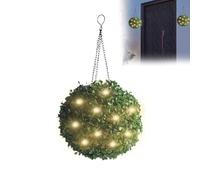 TASBER Solar Topiary Balls with LED Lights, Hanging Topiary Ball Lights Decorative, Artificial Boxwood Hanging Balls, Topiary Ball for Garden, Patio, Pathway, Wedding Decor (14cm)