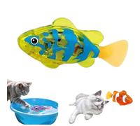 TASBER Swimming Robot Fish Toy for Cats, Electric Swimming Fish Toy, LED Light Electronic Fish, Cat Interactive Pet Toy for Cat and Dog, Swimming Baby Bath Toy (Yellow)
