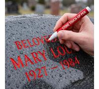 TASBER Tombstone Marker Pen, Gold Oil-Based Waterproof Paint Pen for Restoring Faded Grave Inscriptions, Quick-Dry Stone Touch-Up with Strong Coverage for Gravestone Lettering & Memorials (Red)