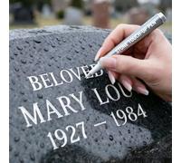 TASBER Tombstone Marker Pen, Gold Oil-Based Waterproof Paint Pen for Restoring Faded Grave Inscriptions, Quick-Dry Stone Touch-Up with Strong Coverage for Gravestone Lettering & Memorials (Silver)