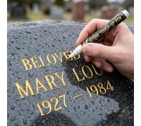 TASBER Tombstone Marker Pen, Gold Oil-Based Waterproof Paint Pen for Restoring Faded Grave Inscriptions, Quick-Dry Stone Touch-Up with Strong Coverage for Gravestone Lettering & Memorials (Gold)