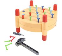 TASBER Wooden Baby Workbench Pounding Hammer Toy, Developmental Educational Interactive Game, Montessori Hammering Table Teaching Aid for Hand-Eye Coordination Development (Red)