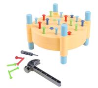 TASBER Wooden Baby Workbench Pounding Hammer Toy, Developmental Educational Interactive Game, Montessori Hammering Table Teaching Aid for Hand-Eye Coordination Development (Blue)