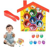 TASBER Wooden Bee Hive Colour Sorting Toy, Montessori Colour Matching Game, Educational Sorting Activity for Fine Motor Skills, Hand Eye Coordination and Early Learning