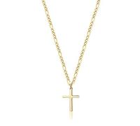 TASBERN Cross Necklace for Men 14K Gold Filled Stainless Steel Polished Plain Cross Pendant Necklace Simple Religious Jewelry Gift for Son Boy
