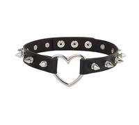 TASBERN Leather Studded Punk Choker for Women Goth Cool Metal Studded Collar Punk Rock Fashion Necklace Black, Leather, No Gemstone