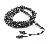 Tasbih Bead 99 Prayer Beads Necklace Allah & Muhammad Engraved Islamic Prayer Rosary Beads Muslim Islam Misbaha Tasbeeh Sibha7mm Muslim (Black)