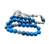Tasbih turquoise Natural Mongolian gemstone islamic muslim bracelet Blue prayer bead Misbaha 33 beads / 10mm
