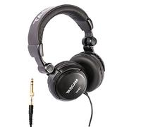 TASCAM TH-03 Studio Headphones - Closed Back, Padded, Adjustable Pro Audio Headset with Gold Tip 1/8 inch to 1/4 inch Adaptor