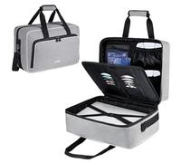 Tasche kompatibel mit PS5/PS4/PS5 Pro,Reise-Aufbewahrungstasche mit 17 Taschen und dicker Polsterung für Playstation 5 Disk Digital Edition Konsole,Controller,Spiele-Discs,Ladegerät und Zubehör,Grau