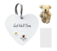 Taschenbär - Mini-Plüschtier Im Taschenformat | Plüschbär Mit Emotionaler Karte & Holzherz Handgefertigtes Trostgeschenk Mutmacher-Bär, 6cm, 1 Set Inkl. Herz & Karte