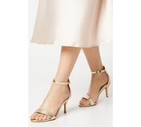 Womens Tasha Low Stiletto Barely There Heeled Sandals Gold 7